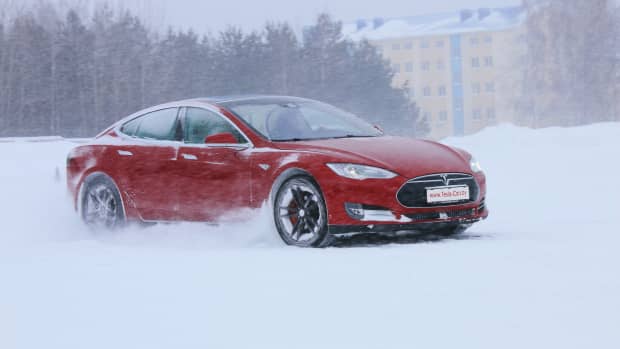 Tesla in snow